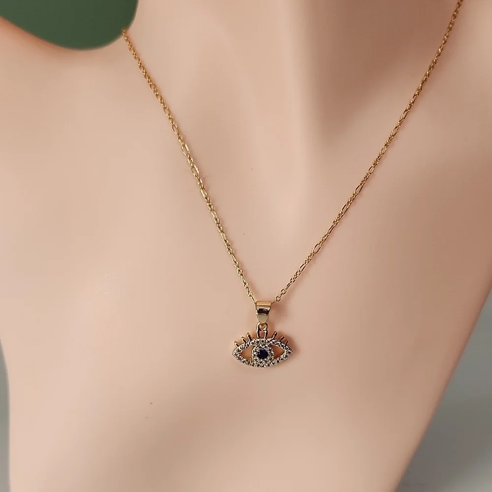 Blue Eye Gold Necklace - Picture 1 of 5
